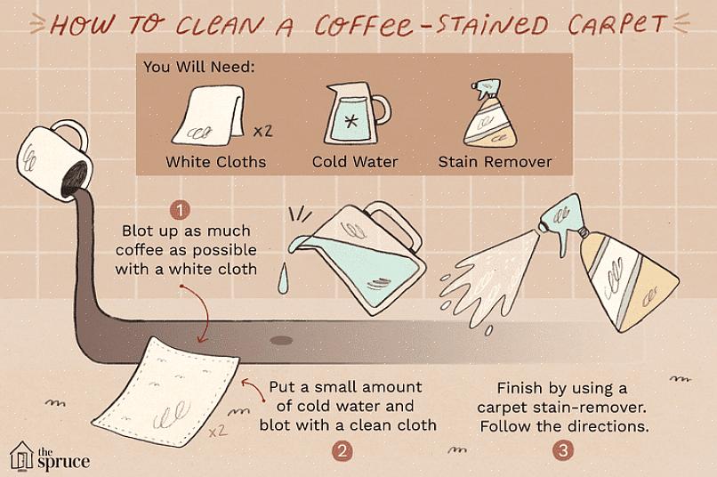 Ved gamle kaffeflekker må du suge klærne i vann etter at du har gnidd i det flytende vaskemiddelet