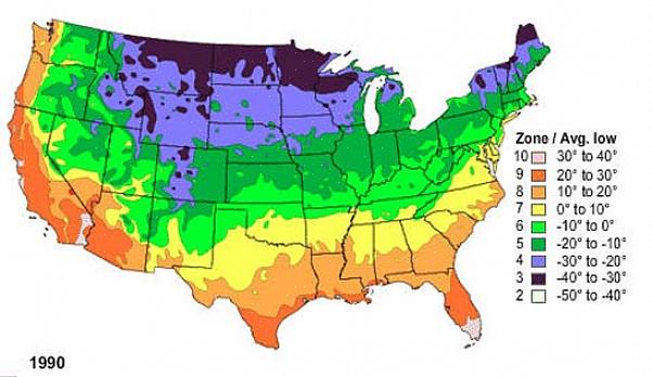 Klimaet i det generelle området er indikert av USDA plantehardiness zone